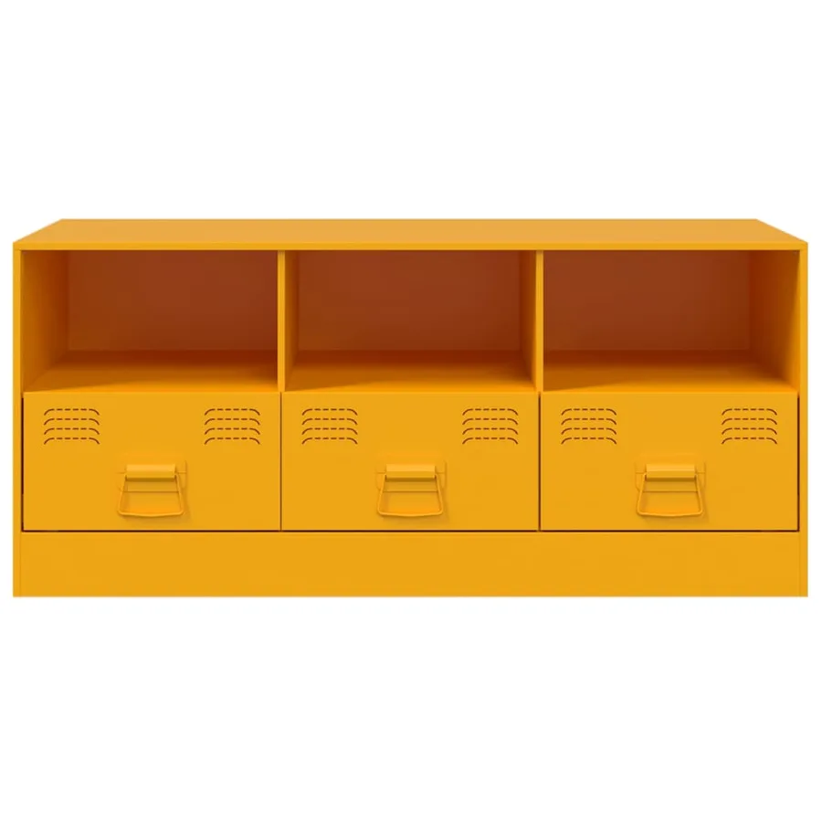 Meuble TV jaune moutarde 99x39x44 cm acier - 6