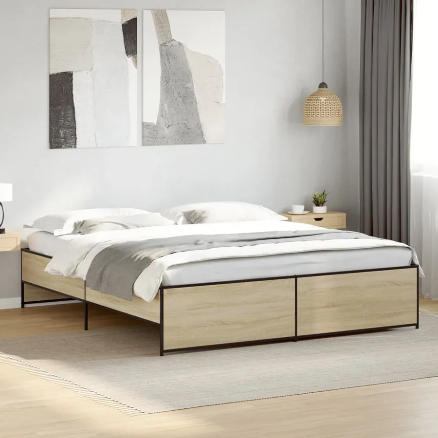 Cadre de lit sans matelas chêne sonoma 200x200 cm