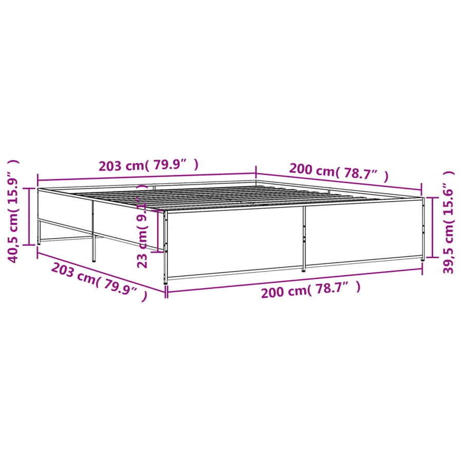Cadre de lit sans matelas chêne sonoma 200x200 cm - 9