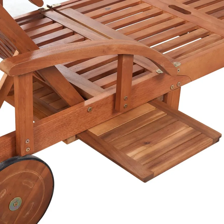 Chaise longue bois d'acacia solide - 5