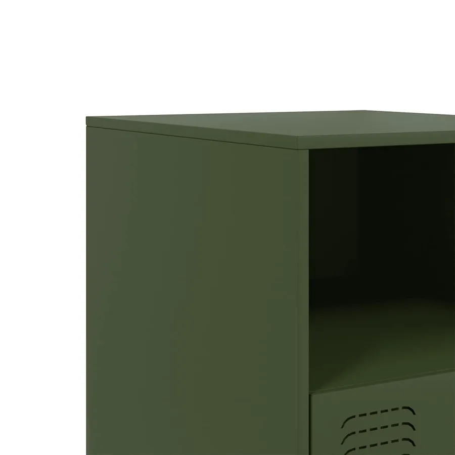 Tables de chevet 2 pcs vert olive 34,5x39x44 cm acier - 10