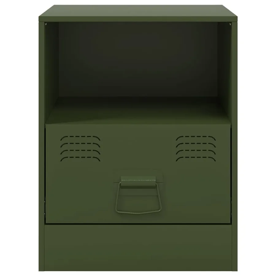 Tables de chevet 2 pcs vert olive 34,5x39x44 cm acier - 5