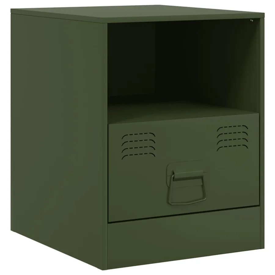 Tables de chevet 2 pcs vert olive 34,5x39x44 cm acier - 6