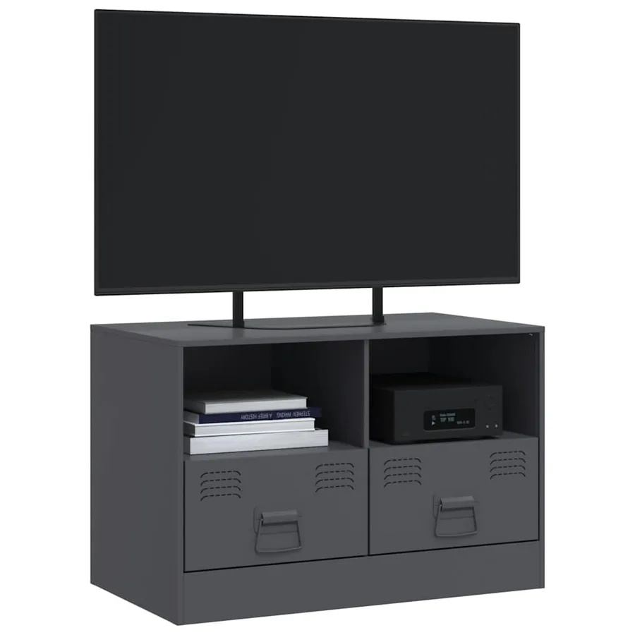 Meuble TV anthracite 67x39x44 cm acier - 4