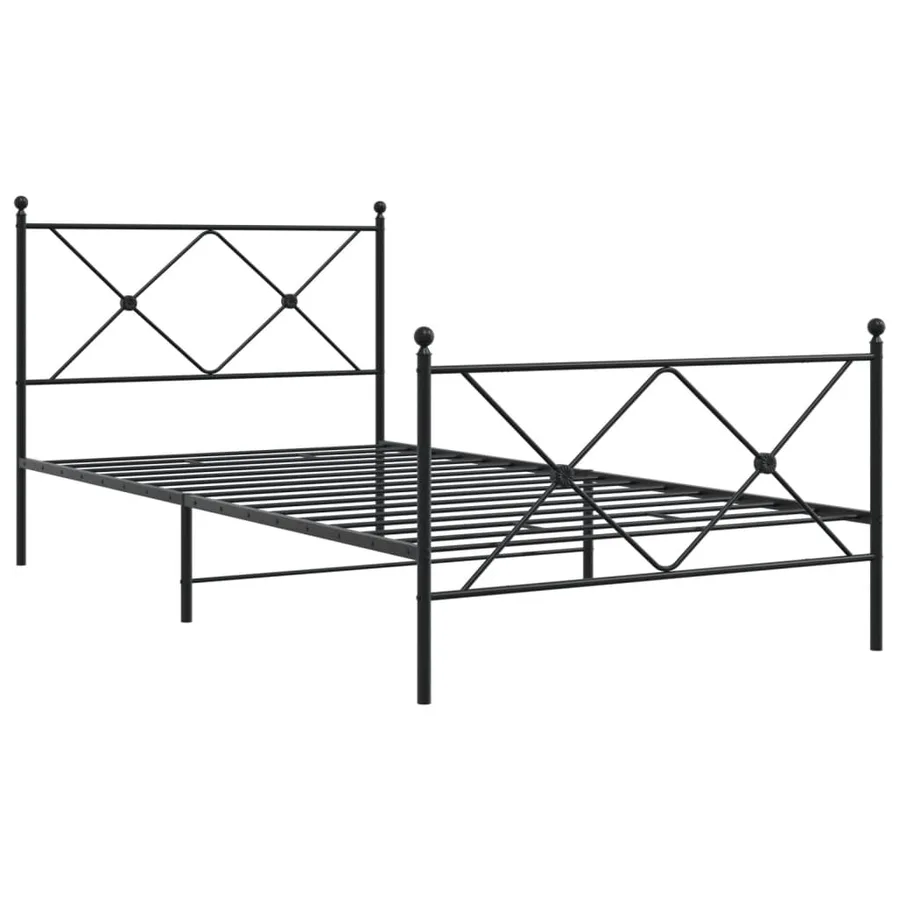 Cadre de lit métal sans matelas et pied de lit noir 100x200 cm - 3