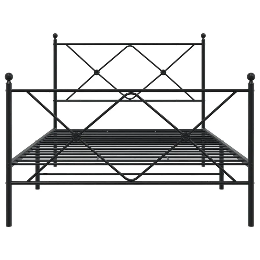 Cadre de lit métal sans matelas et pied de lit noir 100x200 cm - 4