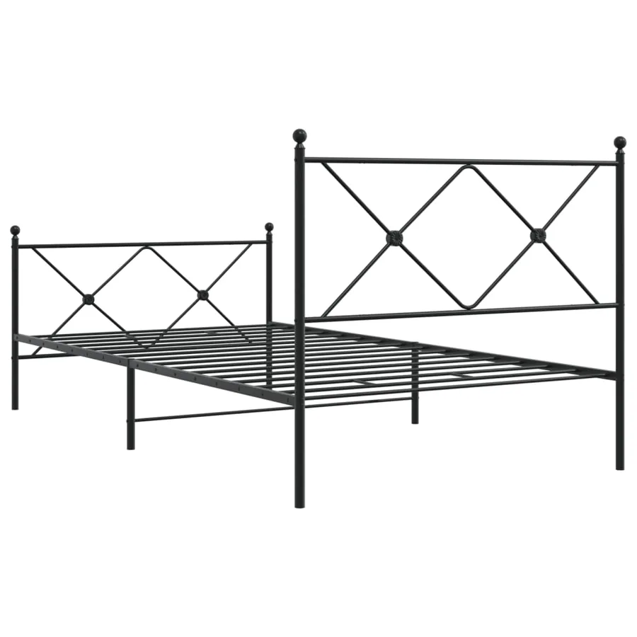 Cadre de lit métal sans matelas et pied de lit noir 100x200 cm - 6