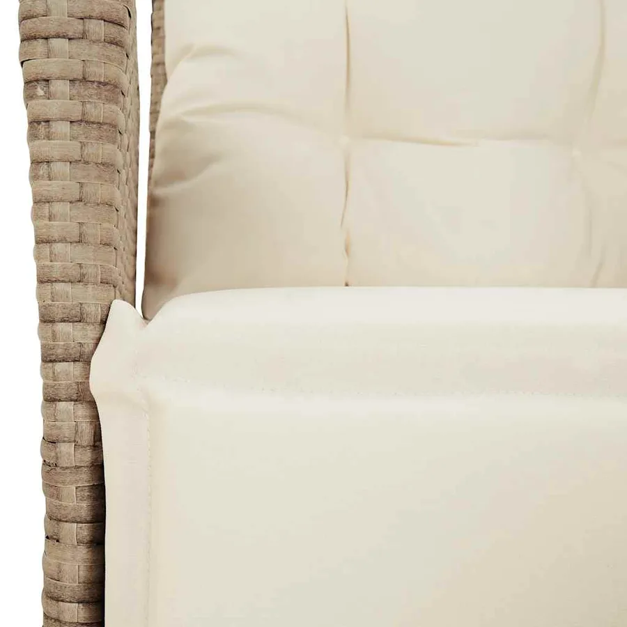 Ensemble à manger de jardin et coussins 9 pcs beige Poly rotin - 9