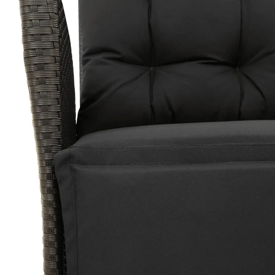 Ensemble à manger de jardin avec coussins 3 pcs Noir - 5