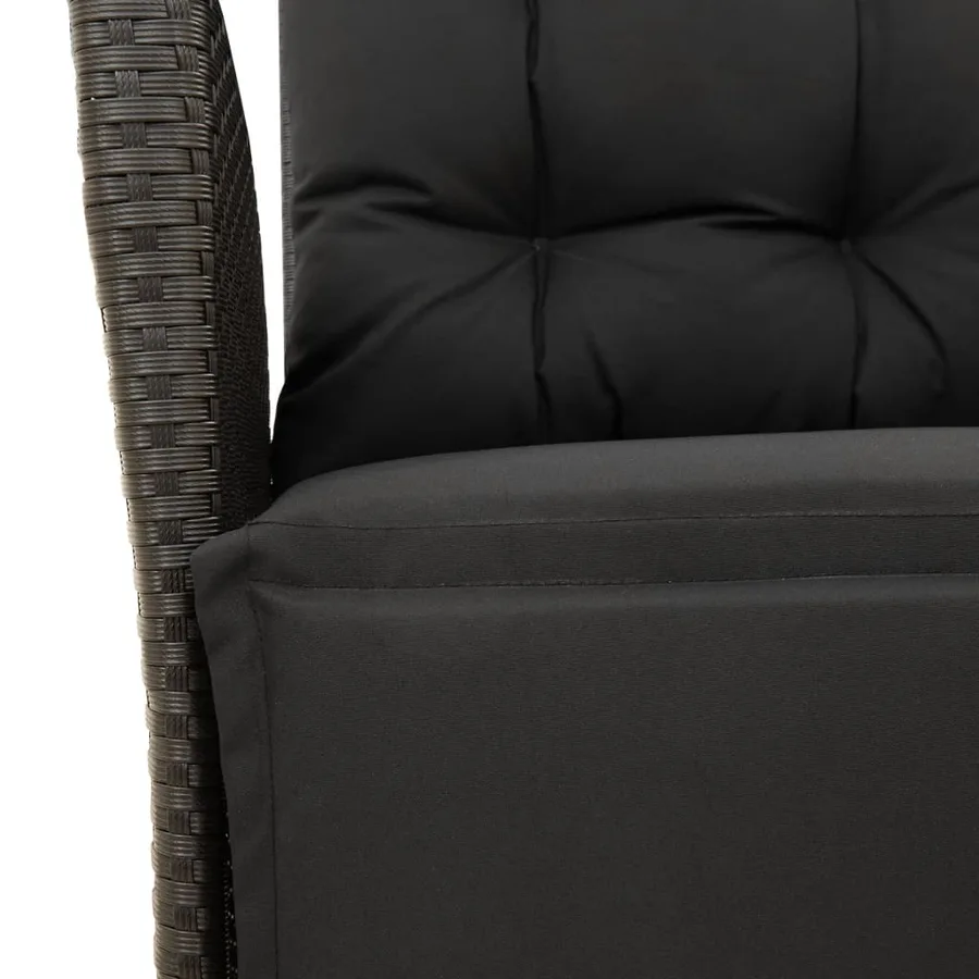 Ensemble à manger de jardin avec coussins 3 pcs Noir - 5