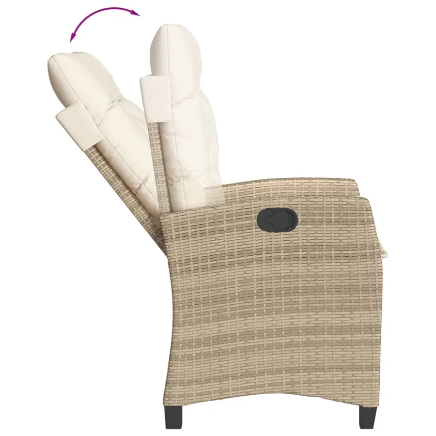 Ensemble à manger de jardin avec coussins 5pcs Beige poly rotin - 4