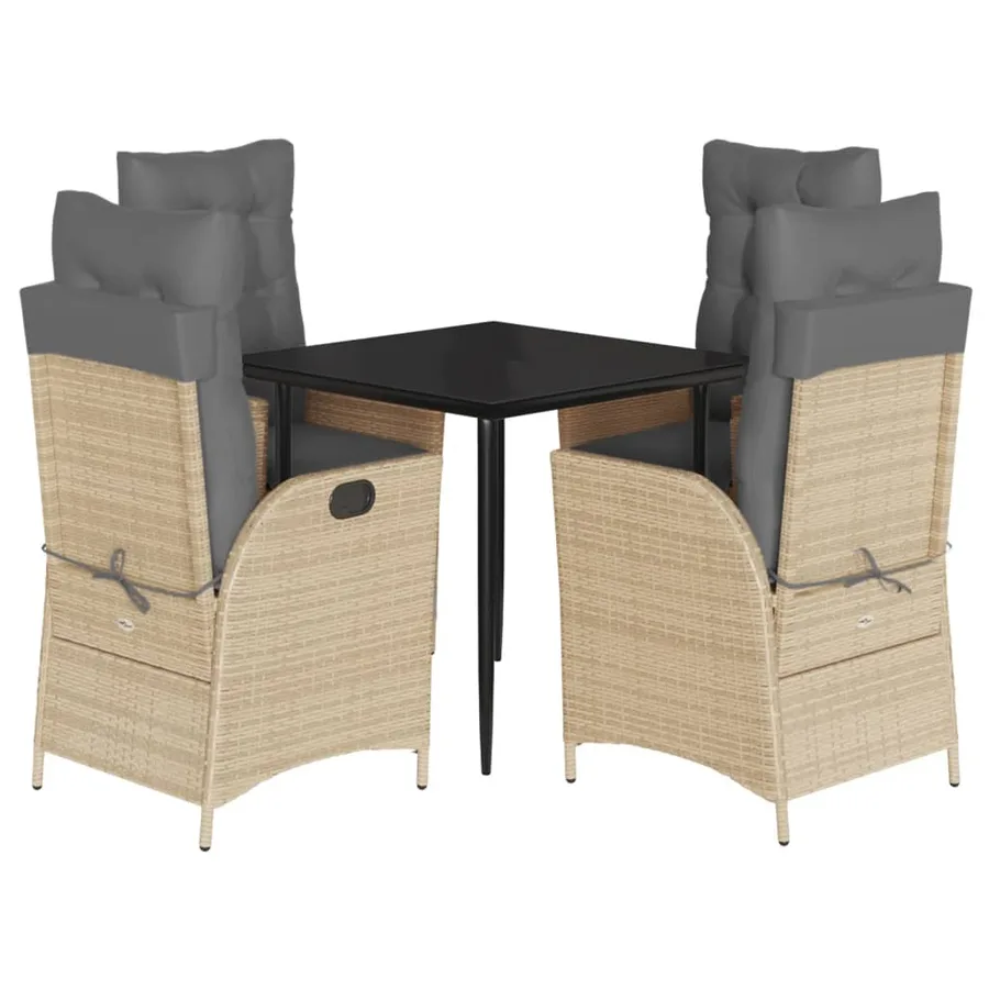 Ensemble à manger de jardin coussins 5 pcs mélange beige rotin - 2
