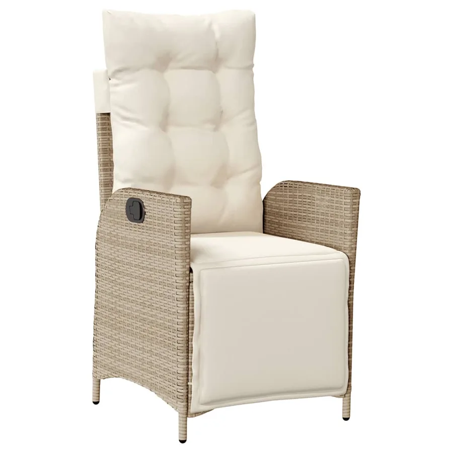 Ensemble à manger de jardin avec coussins 5pcs Beige poly rotin - 3