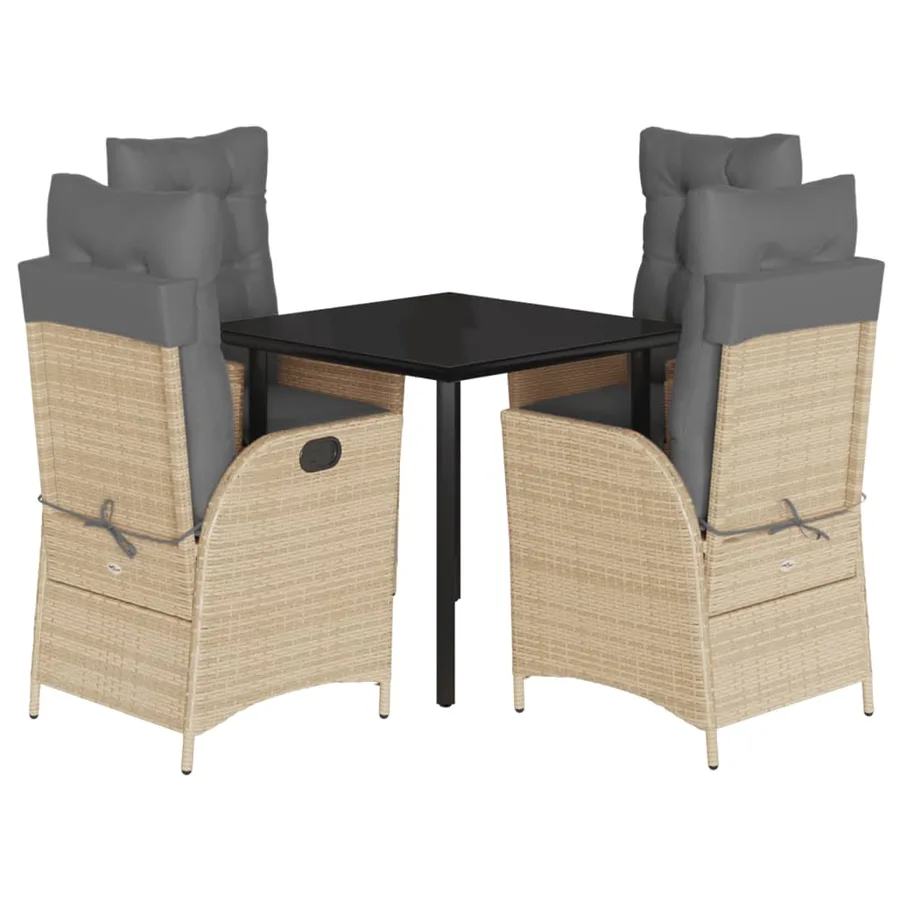 Ensemble à manger de jardin coussins 5 pcs mélange beige rotin - 2