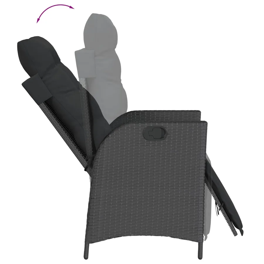 Ensemble à manger de jardin 9pcs coussins noir résine tressée - 5