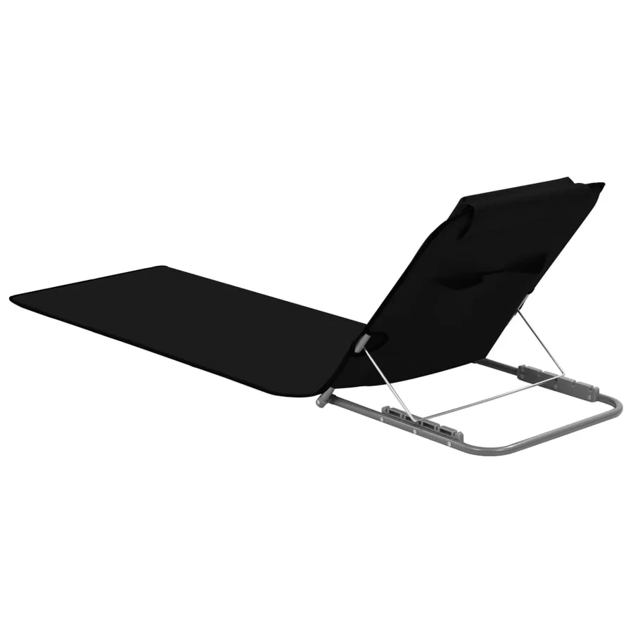 Tapis de plage pliables 2 pcs Acier et tissu Gris - 51
