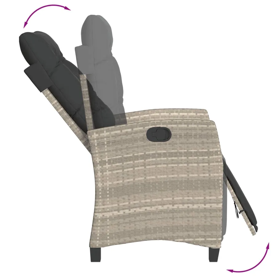 Ensemble à manger de jardin et coussins 5 pcs gris clair rotin - 7
