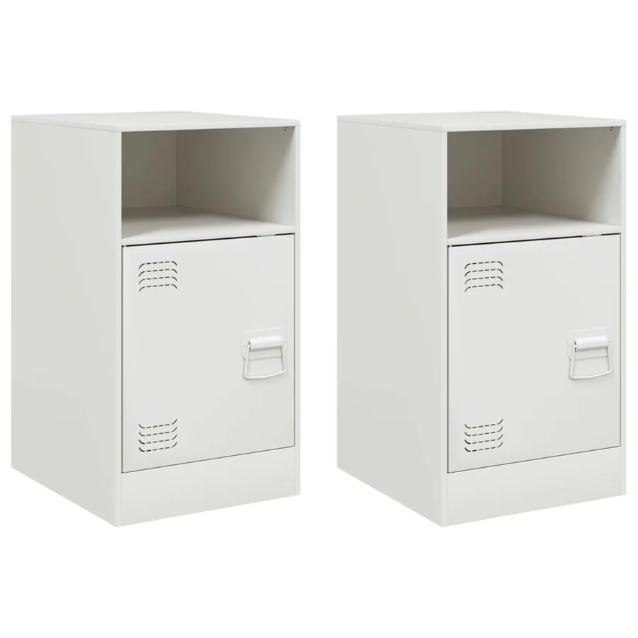Tables de chevet 2 pcs blanc 34,5x39x62 cm acier - 2