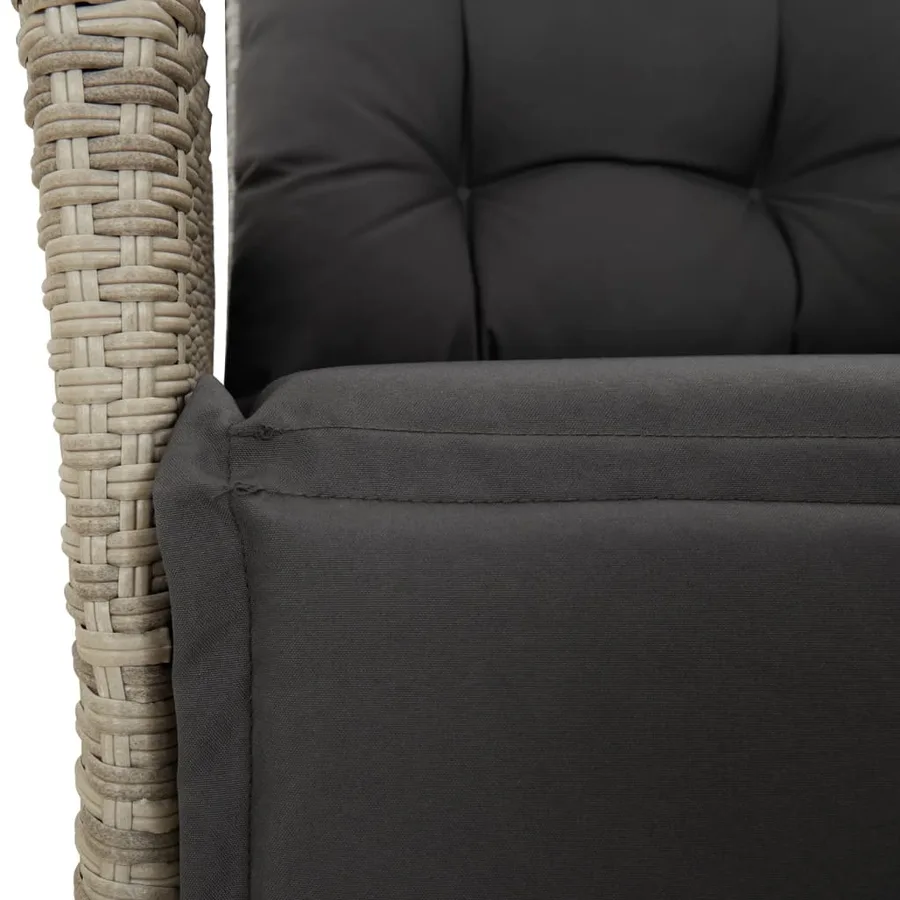 Ensemble à manger de jardin et coussins 9 pcs gris clair rotin - 5