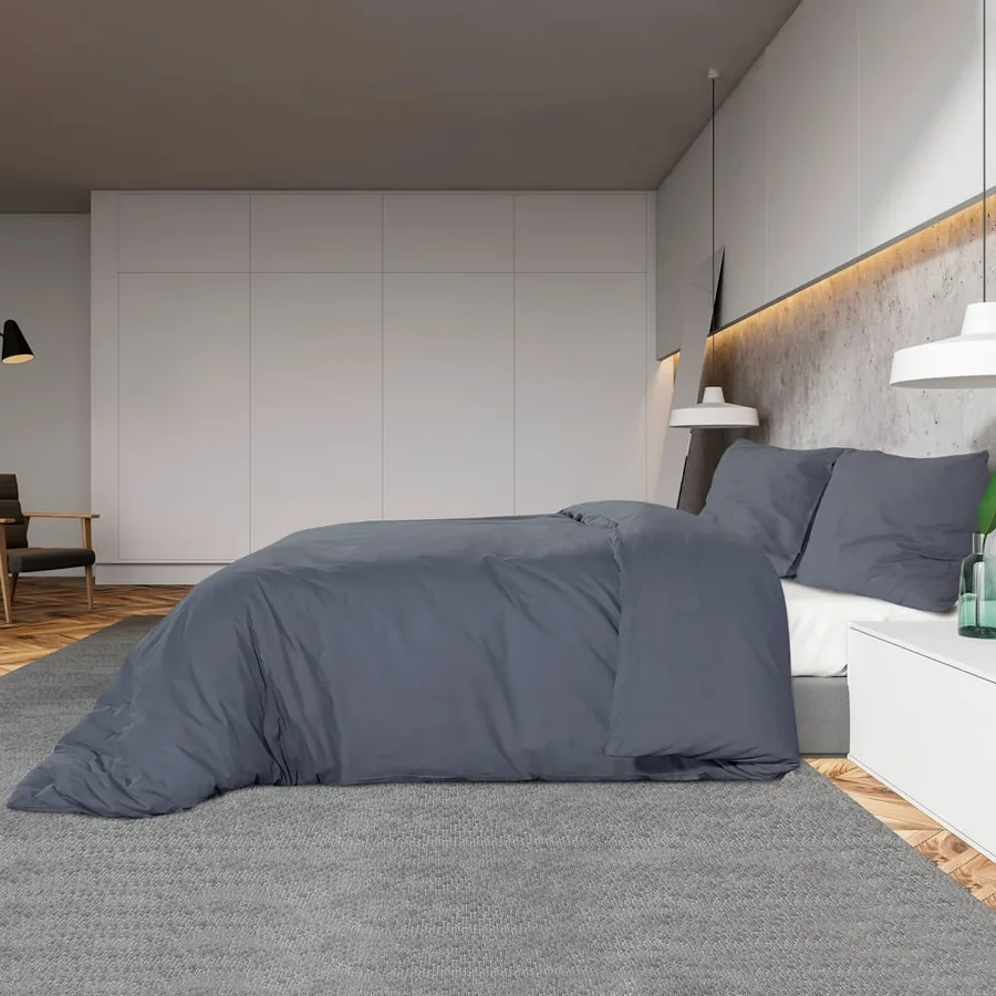 Ensemble de housse de couette Anthracite 140x200 cm Microfibre - 4