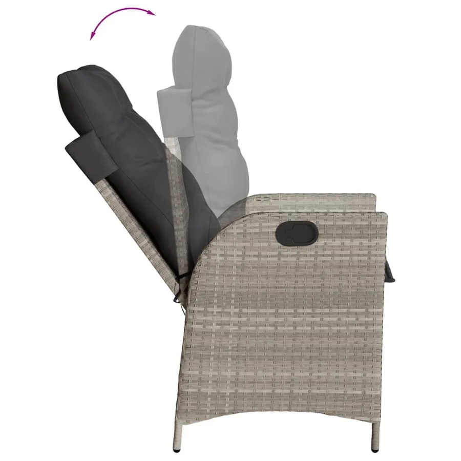 Ensemble à manger de jardin et coussins 9 pcs gris clair rotin - 4