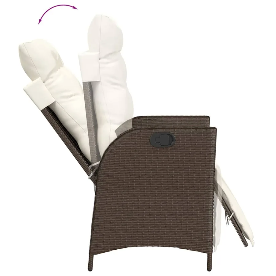 Ensemble à manger de jardin 5 pcs et coussins marron poly rotin - 4