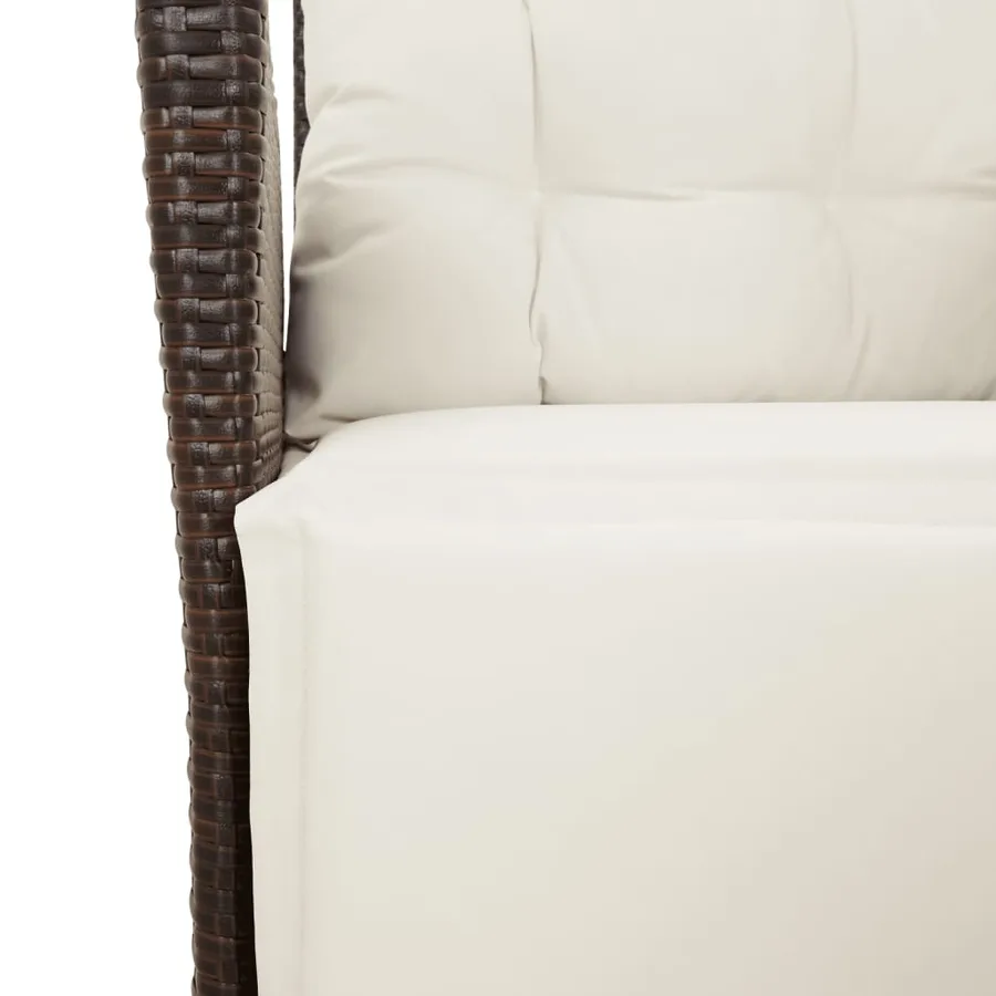 Ensemble à manger de jardin 5 pcs et coussins marron poly rotin - 5