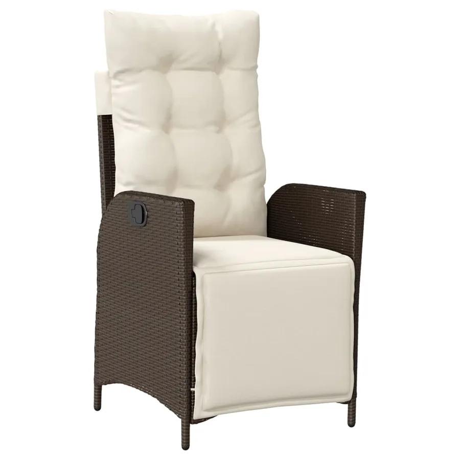 Ensemble à manger de jardin 5 pcs et coussins marron poly rotin - 3