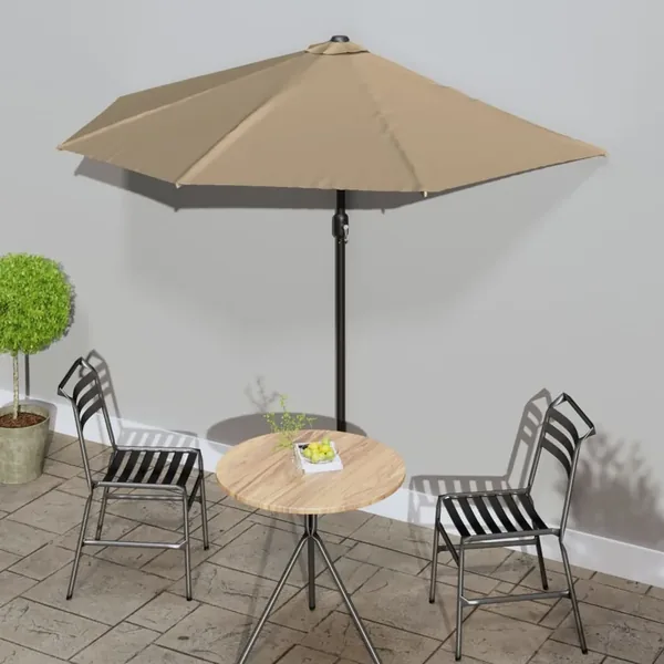 Parasol de balcon avec mât en aluminium Taupe 270x144 cm Demi