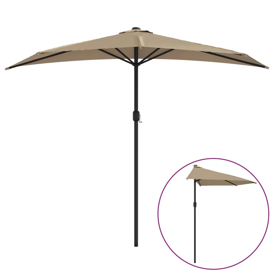 Parasol de balcon avec mât en aluminium Taupe 270x144 cm Demi - 2