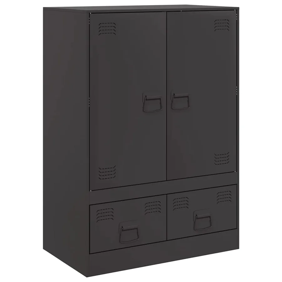 Buffet haut noir 67x39x95 cm acier - 2