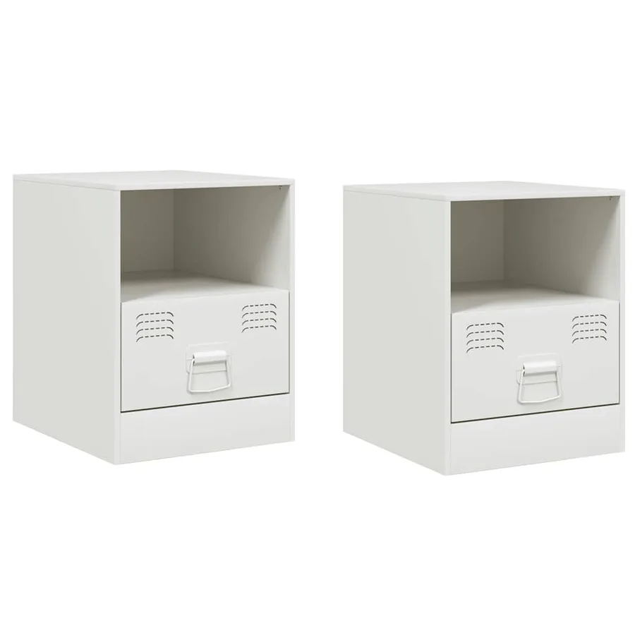 Tables de chevet 2 pcs blanc 34,5x39x44 cm acier - 2