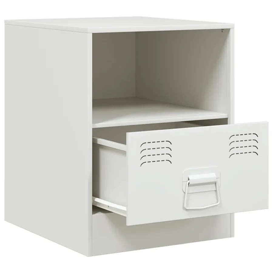 Tables de chevet 2 pcs blanc 34,5x39x44 cm acier - 7