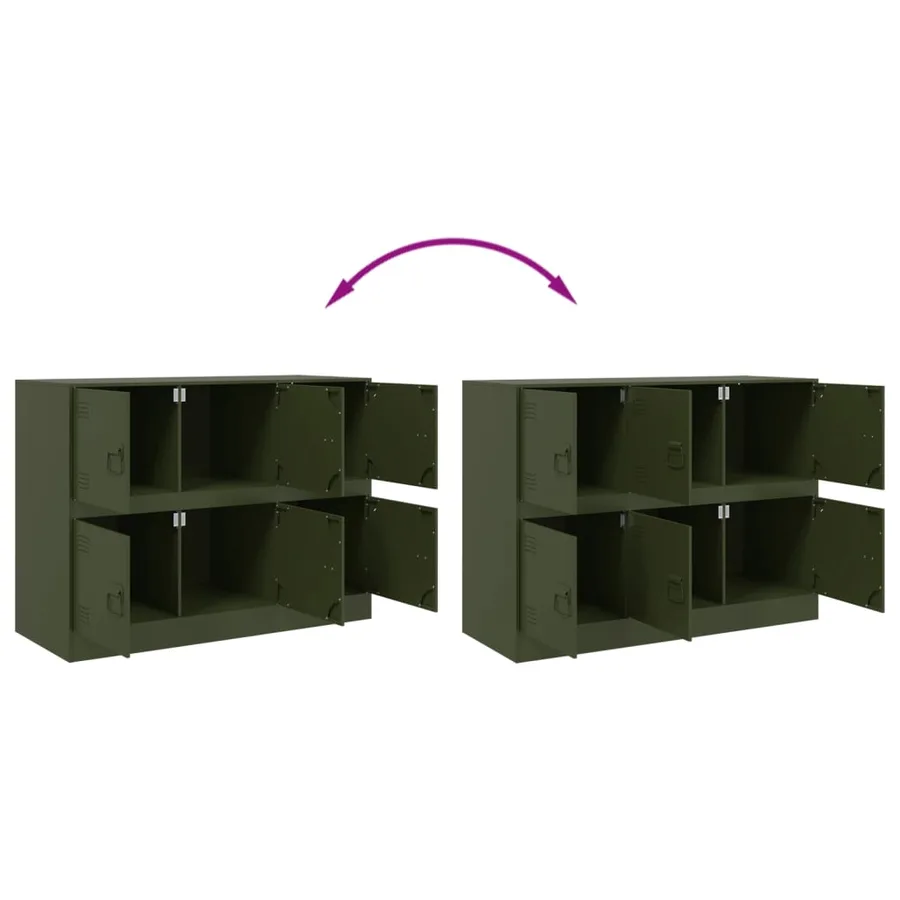 Buffet vert olive 99x39x73 cm acier - 10