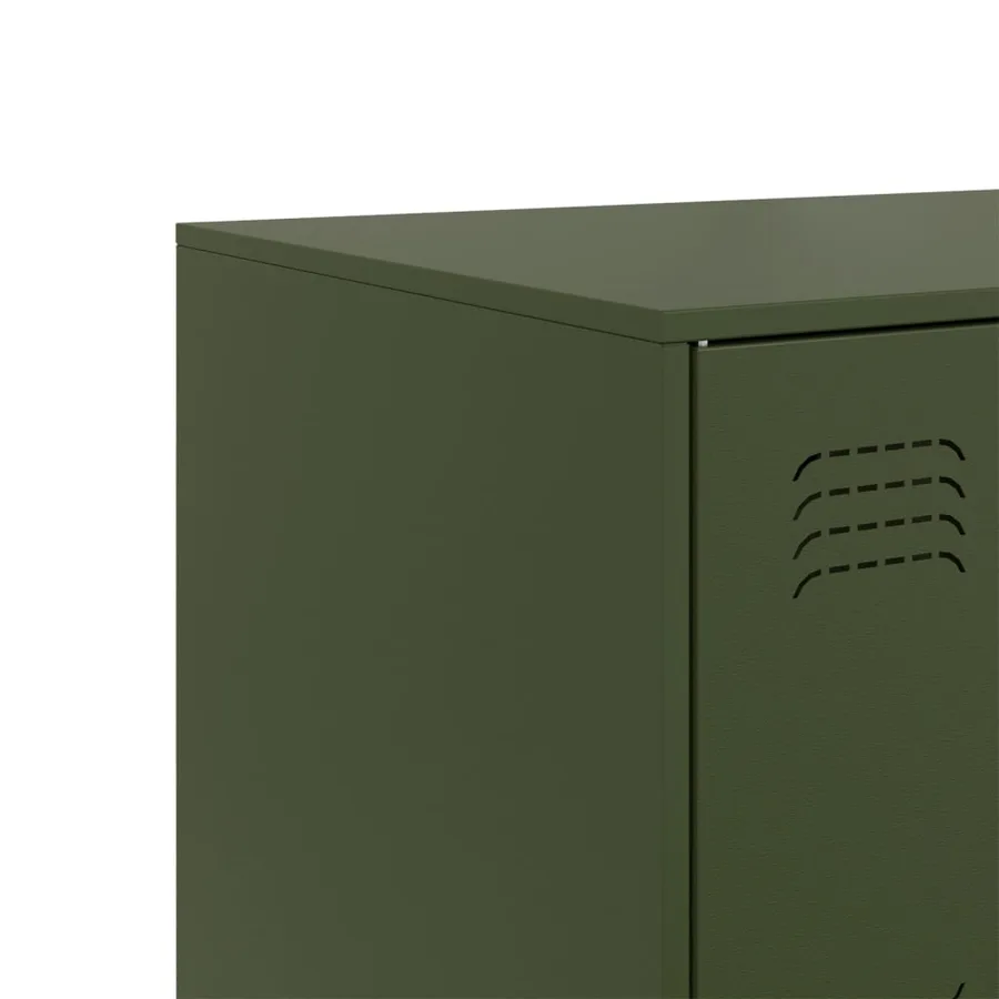 Buffet vert olive 99x39x73 cm acier - 11