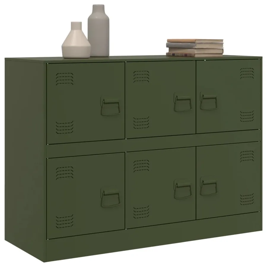 Buffet vert olive 99x39x73 cm acier - 4