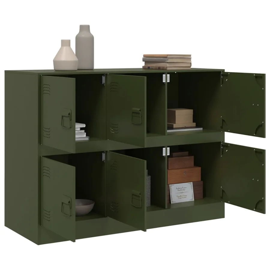 Buffet vert olive 99x39x73 cm acier - 5