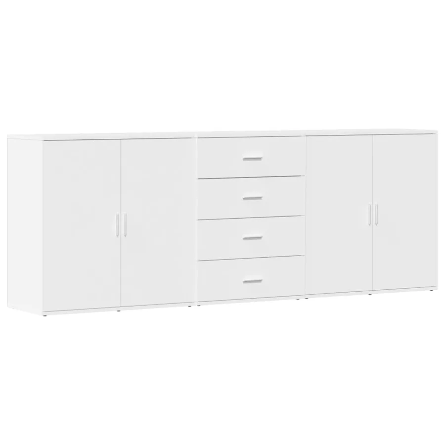 Buffets 3 pcs Blanc Bois d'ingénierie - 2