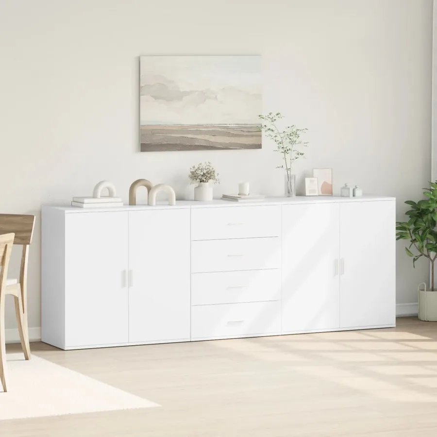 Buffets 3 pcs Blanc Bois d'ingénierie - 3