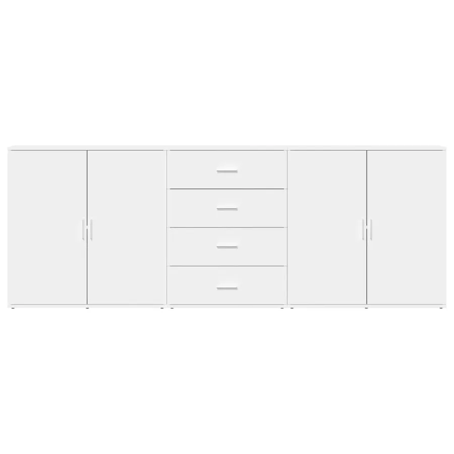 Buffets 3 pcs Blanc Bois d'ingénierie - 4