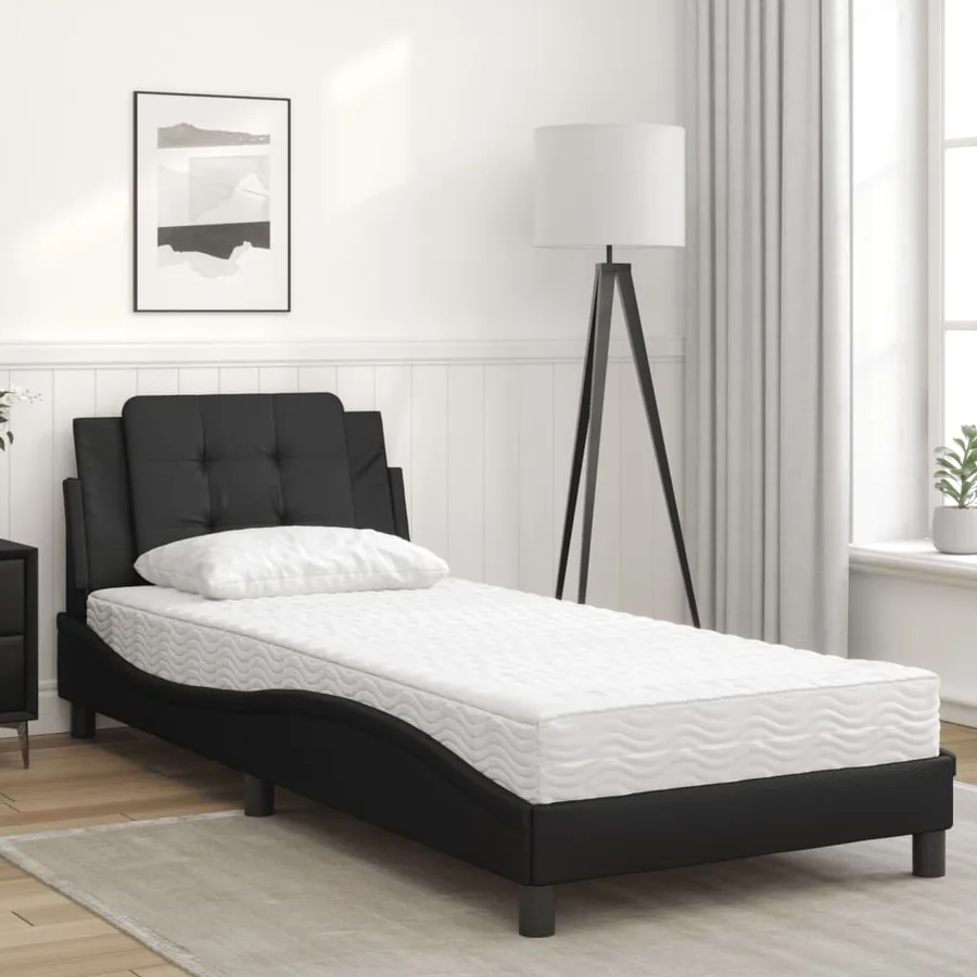 Cadre de lit sans matelas Zadar noir 90x200 cm similicuir - 3