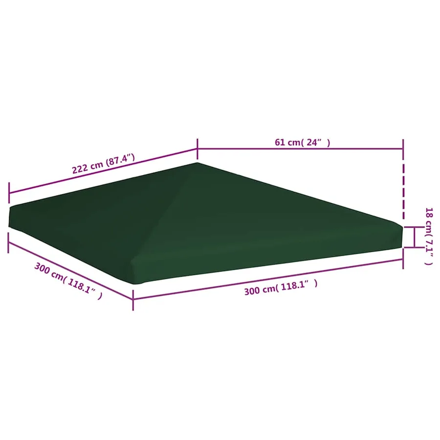 Toile supérieure de belvédère 310 g / m² 3 x 3 m Vert - 6