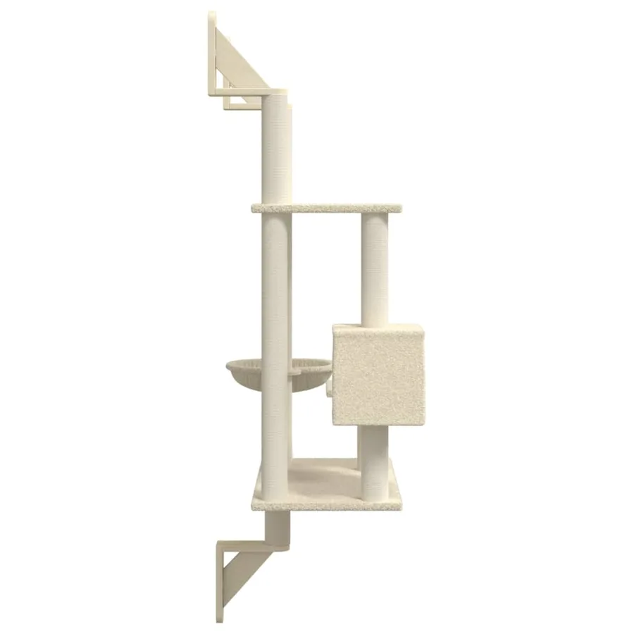 Arbre à chat mural avec griffoir crème 153 cm - 5