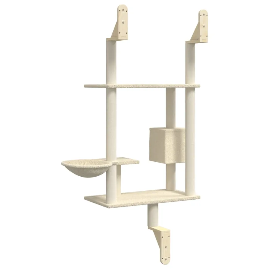 Arbre à chat mural avec griffoir crème 153 cm - 6