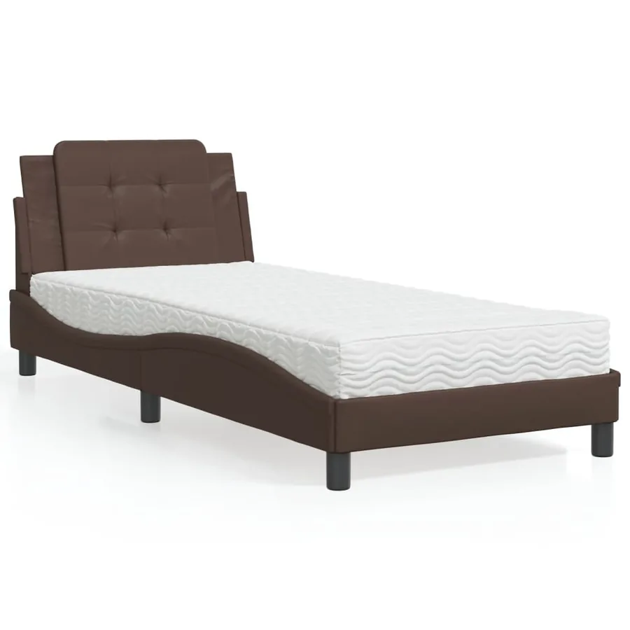 Cadre de lit sans matelas Zadar marron 90x190 cm similicuir