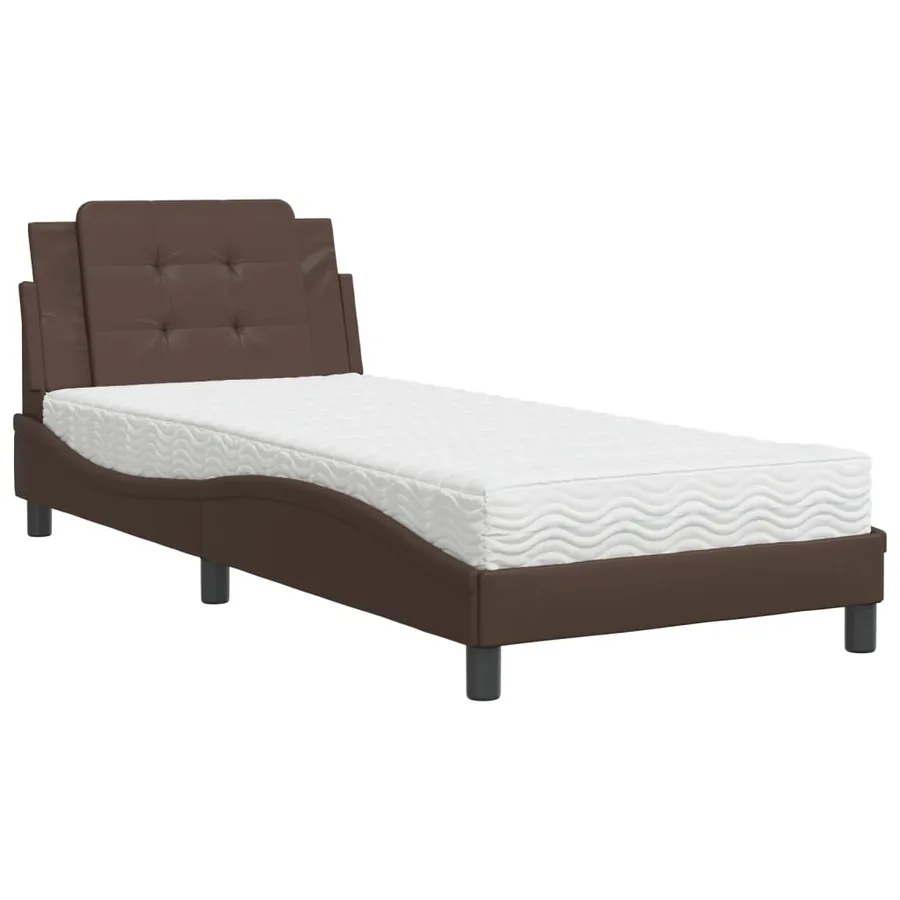 Cadre de lit sans matelas Zadar marron 90x190 cm similicuir - 2