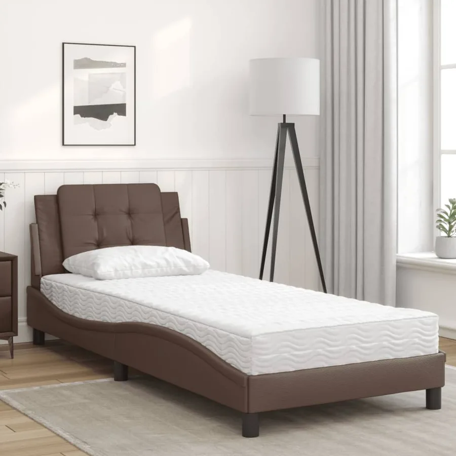 Cadre de lit sans matelas Zadar marron 90x190 cm similicuir - 3