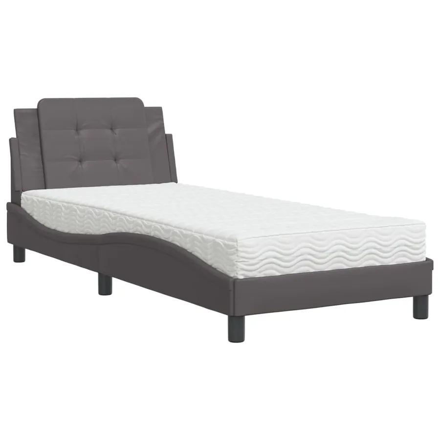 Cadre de lit sans matelas Zadar gris 80x200 cm similicuir - 2