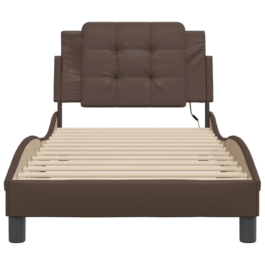 Cadre de lit avec LED sans matelas Zadar marron 90x200 cm - 7