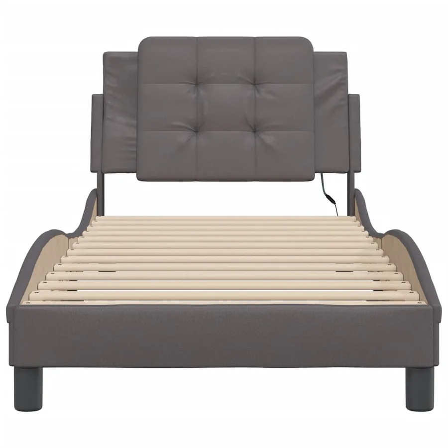 Cadre de lit avec LED sans matelas Zadar gris 80x200 cm - 6